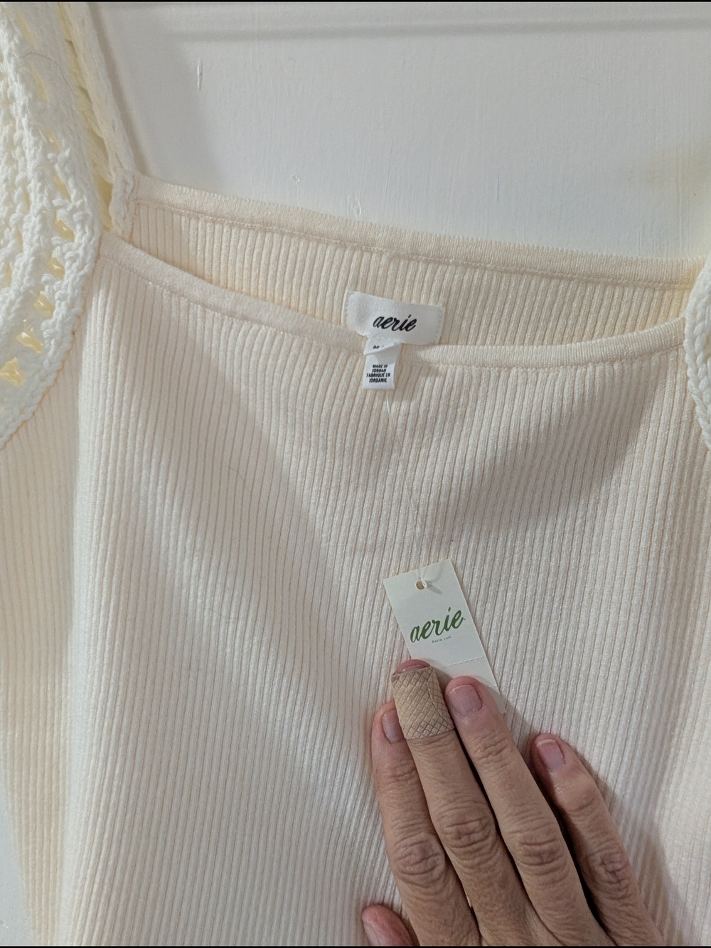 aerie Cream Ribbed Square-Neck Tank